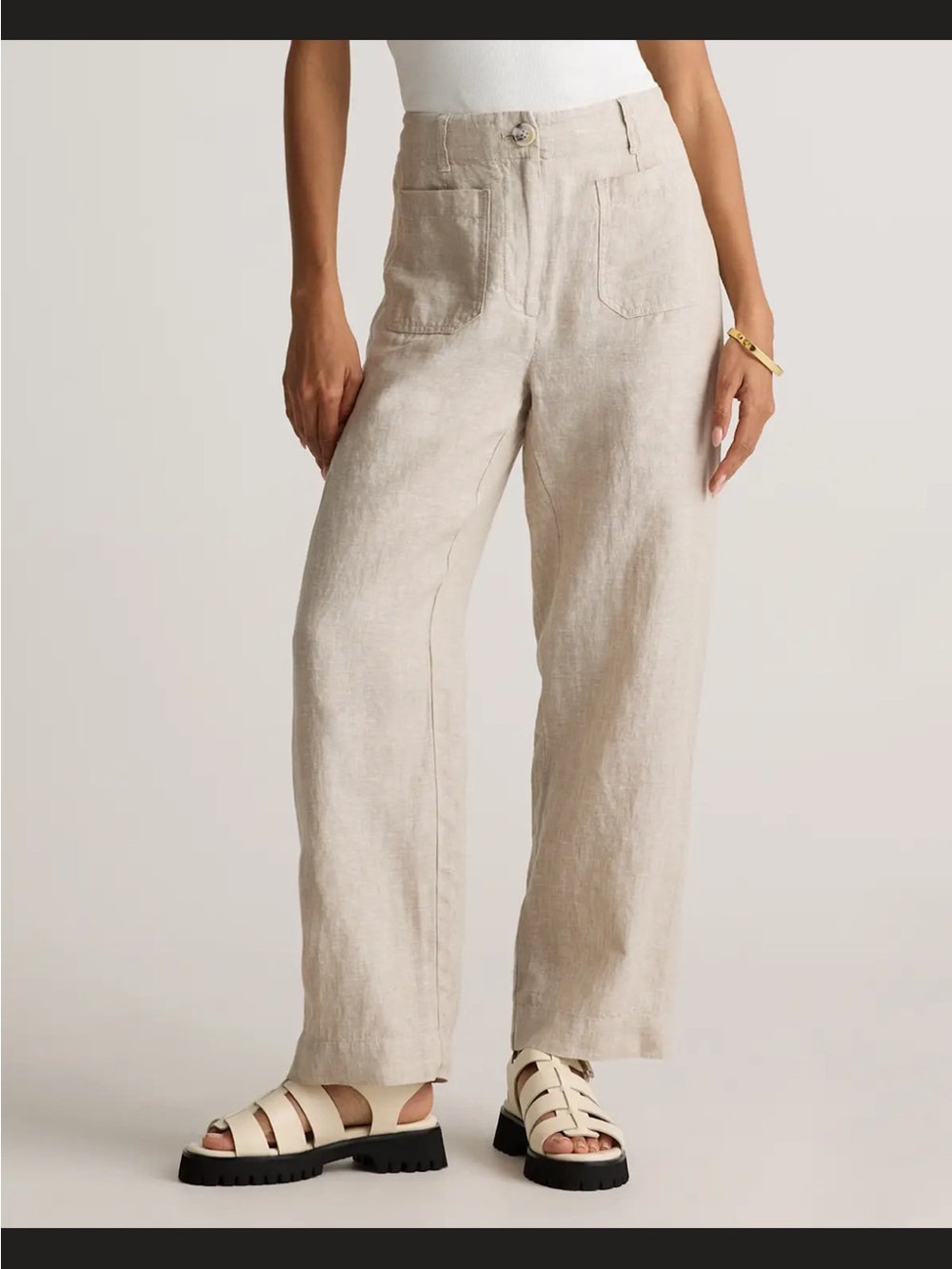 Quince 100% European Linen Patch Pocket Wide Leg Pants